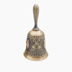 Hand Bell Call Bell Brass Wedding Christmas Bell Floral Design Vintage Style